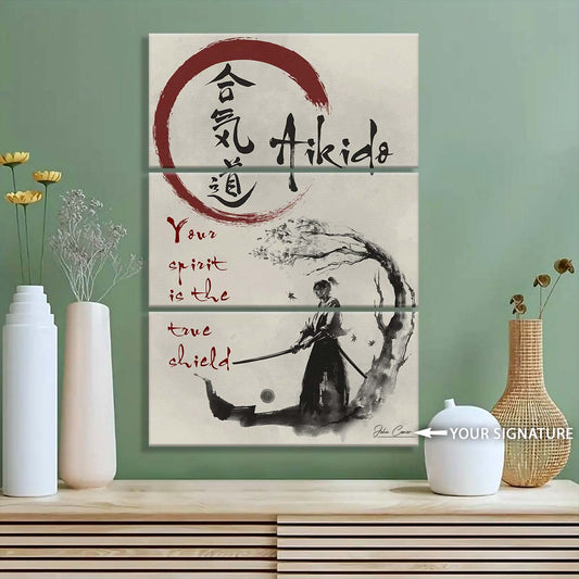 Aikido - 3 Piece Wall Art - AI027 - Your Spirit Is The True Shield - Aikido Canvas