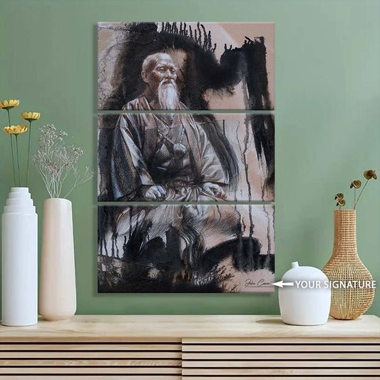Aikido - 3 Piece Wall Art - AI030 - Morihei Ueshiba - Aikido Canvas