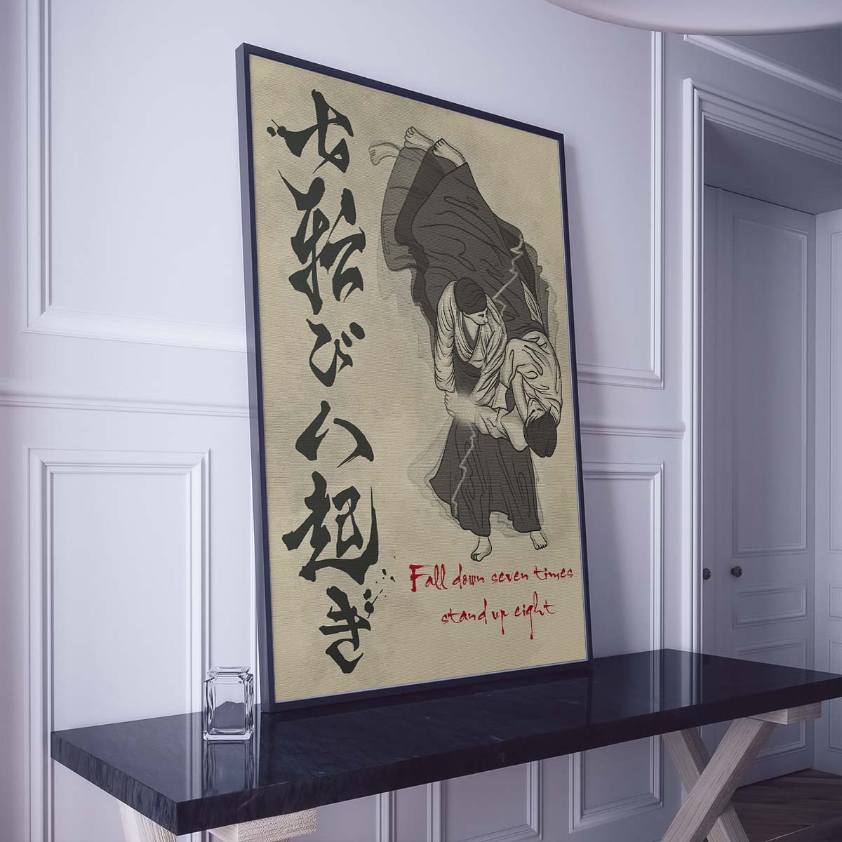 Aikido Wall Art - Aikido Poster - Aikido Canvas - Fall Down Seven Times Stand Up Eight - AI005 - Vertical Poster - Vertical Canvas