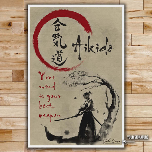 Aikido Wall Art - Aikido Poster - Aikido Canvas - Your Mind Is Your Best Weapon - AI007 - Vertical Poster - Vertical Canvas