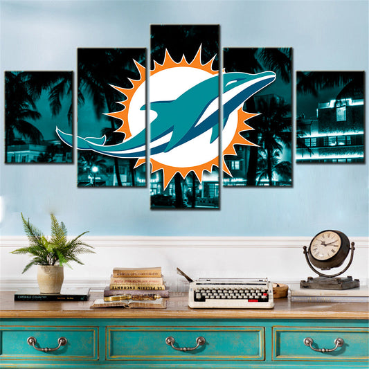 American Football - 5 Pieces Wall Art - AF5091 - Miami Dolphins - American Football Poster - American Football Canvas