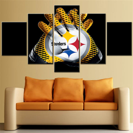 American Football - 5 Pieces Wall Art - AF5103 - Pittsburgh Steelers Gloves Football - American Football Poster - American Football Canvas