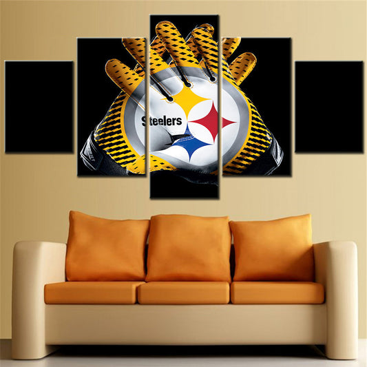 American Football Canvas Wall Art - AF5103 - Pittsburgh Steelers Gloves Football - NFL Teams