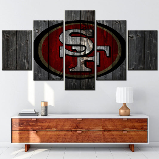 American Football - 5 Pieces Wall Art - AF5105 - San Francisco 49Ers Barn Wood - American Football Poster - American Football Canvas