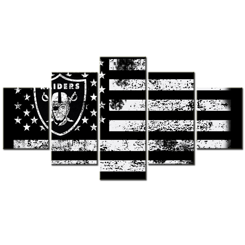 American Football Canvas Wall Art - AF5106 - Oakland Raiders American Flag - NFL Teams