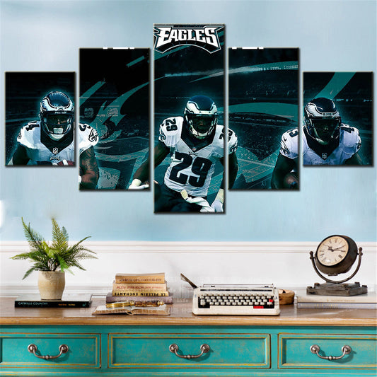 American Football Canvas Wall Art - AF5129 - Philadelphia Eagles Teammates Black - NFL Teams