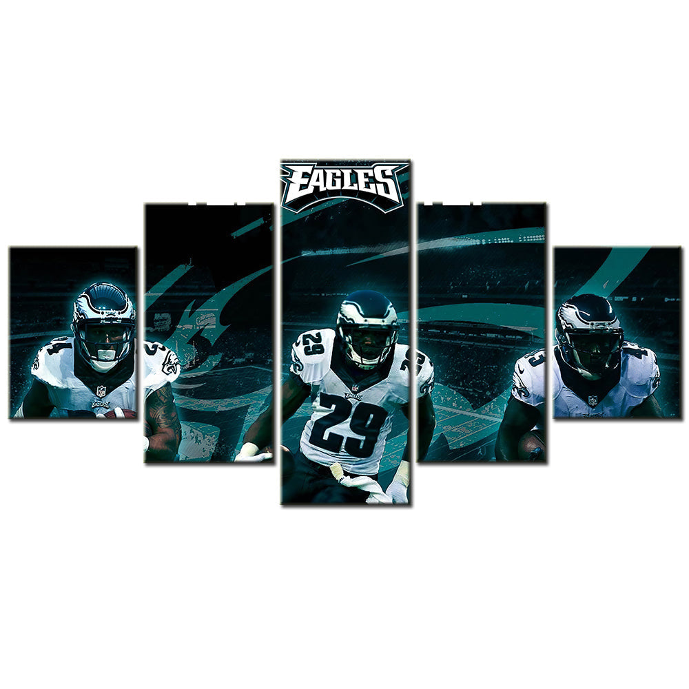 American Football Canvas Wall Art - AF5129 - Philadelphia Eagles Teammates Black - NFL Teams