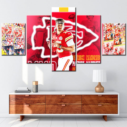 American Football - 5 Pieces Wall Art - AF5131 - Kansas City Chiefs Quarterback - Patrick Mahomes - NFL Football - American Football Poster - American Football Canvas