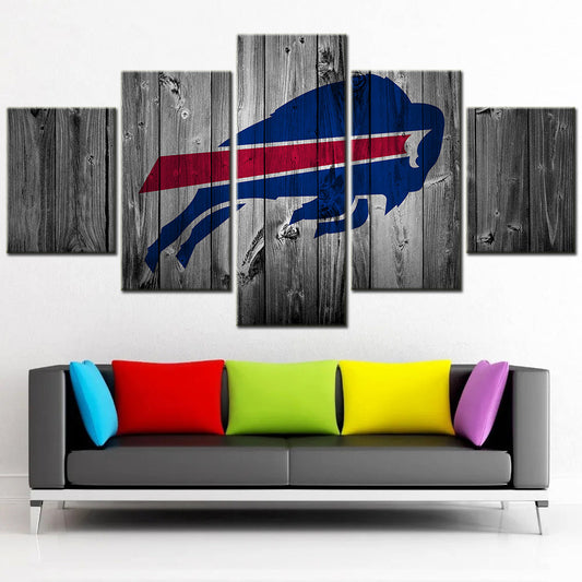 American Football - 5 Pieces Wall Art - AF5038 - Buffalo Bills Football Barnwood - American Football Poster - American Football Canvas