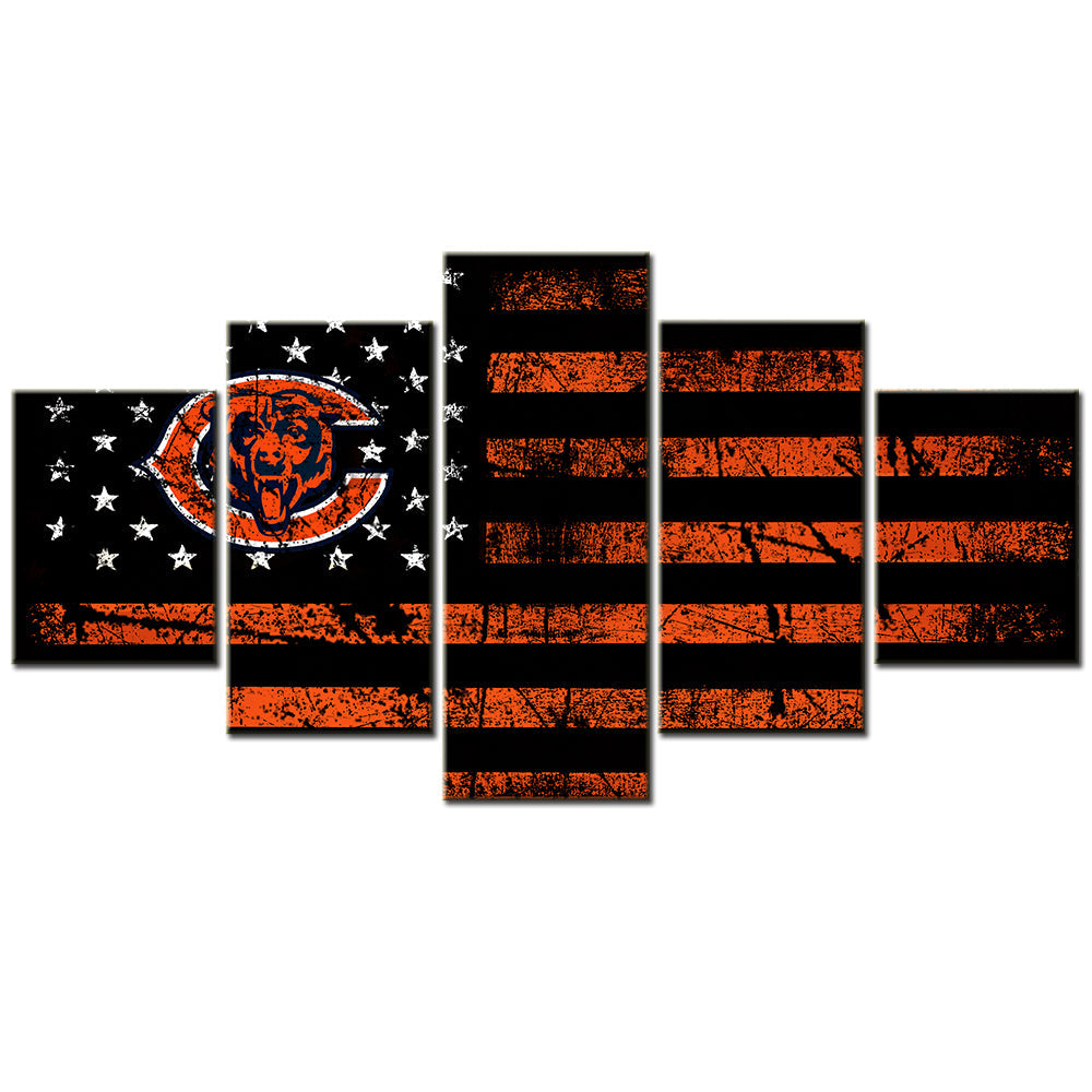 American Football - 5 Pieces Wall Art - AF5041 - Chicago Bears Football - American Football Poster - American Football Canvas