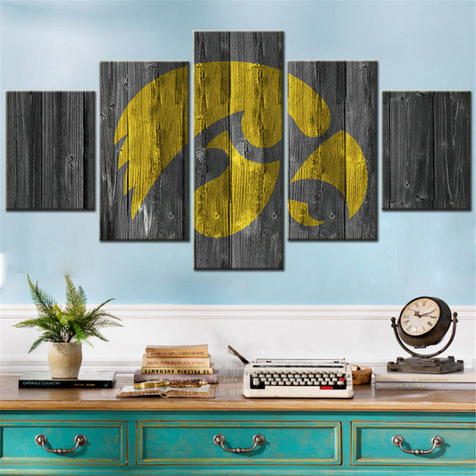 American Football Canvas Wall Art - AF5066 - Howa Hawkeyes College Barn Wood Style