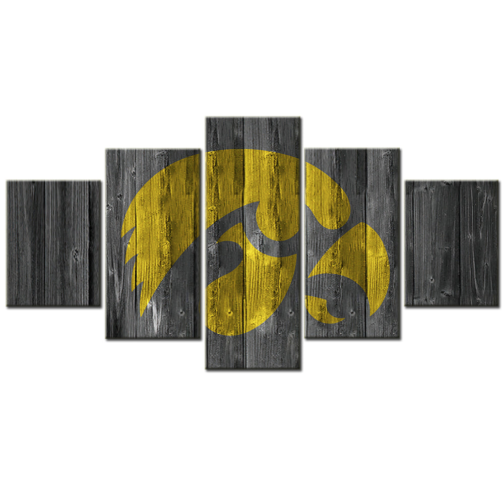 American Football Canvas Wall Art - AF5066 - Howa Hawkeyes College Barn Wood Style