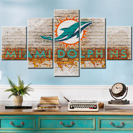 American Football - 5 Pieces Wall Art - AF5072 - Miami Dolphins - American Football Poster - American Football Canvas