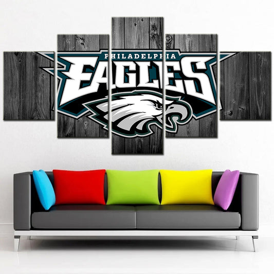American Football - 5 Pieces Wall Art - AF5023 - Philadelphia Eagles Football Barn Wood - American Football Poster - American Football Canvas