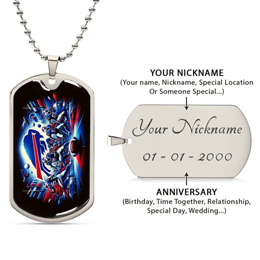 American Football Dog Tag Necklace - AFD003 - Buffalo Bills - Super Bowl Spirit - NFL Teams - Military Ball Chain