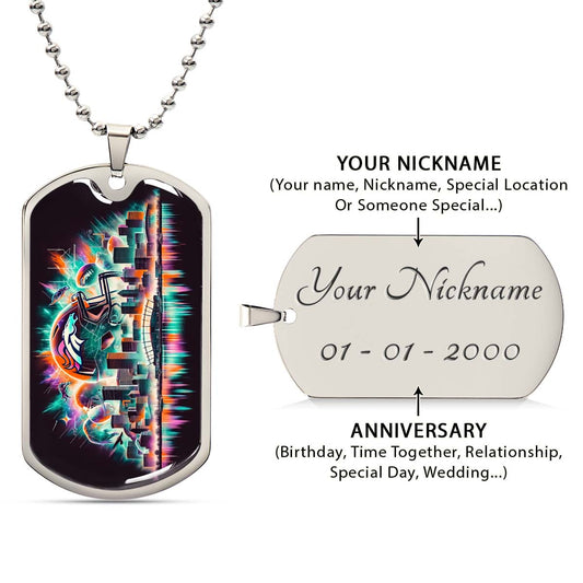 American Football Dog Tag Necklace - AFD013 - Denver Broncos - NFL Teams - Military Ball Chain