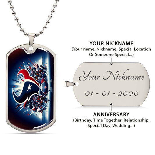 American Football Dog Tag Necklace - AFD024 - Houston Texans - NFL Teams - Military Ball Chain