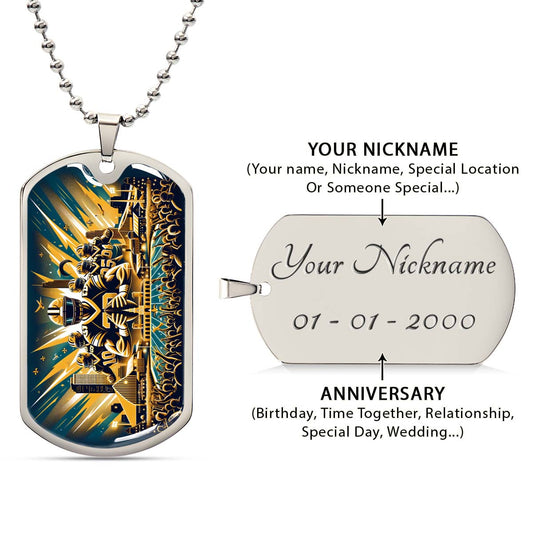 American Football Dog Tag Necklace - AFD031 - New Orleans Saints - NFL Teams - Military Ball Chain