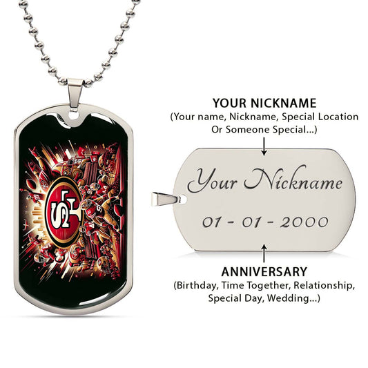 American Football Dog Tag Necklace - AFD038 - San Francisco 49ers Epic Super Bowl Team - Military Ball Chain