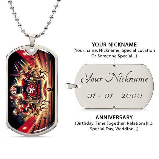 American Football Dog Tag Necklace - AFD042 - San Francisco 49ers NFL Super Bowl - Military Ball Chain