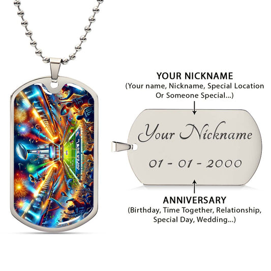 American Football Dog Tag Necklace - AFD047 - Super Bowl Football Race For The NFL Trophy - Military Ball Chain
