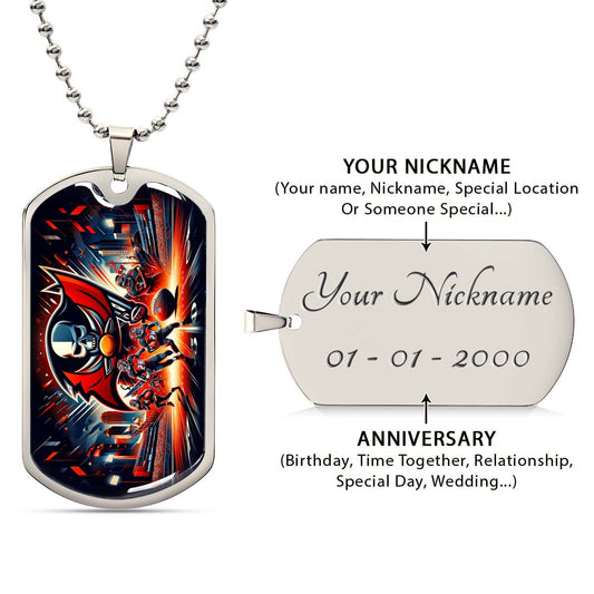 American Football Dog Tag Necklace - AFD051 - Tampa Bay Buccaneers Super Bowl Spirit - NFL Teams - Military Ball Chain
