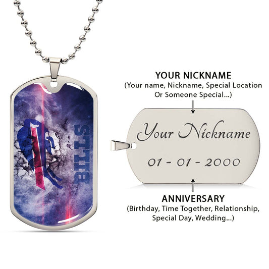 American Football Dog Tag Necklace - AFD055 - Buffalo Bills - NFL Teams - Military Ball Chain