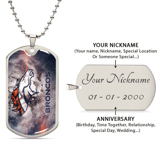 American Football Dog Tag Necklace - AFD061 - Denver Broncos - NFL Teams - Military Ball Chain
