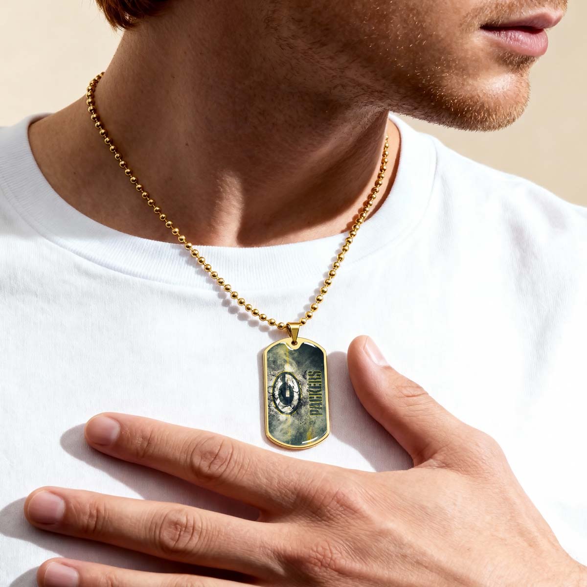American Football Dog Tag Necklace - AFD063 - Green Bay Packers - NFL Teams - Military Ball Chain