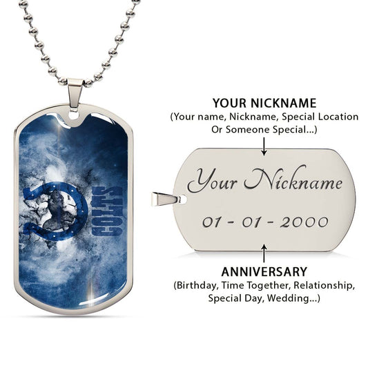 American Football Dog Tag Necklace - AFD065 - Indianapolis Colts - NFL Teams - Military Ball Chain