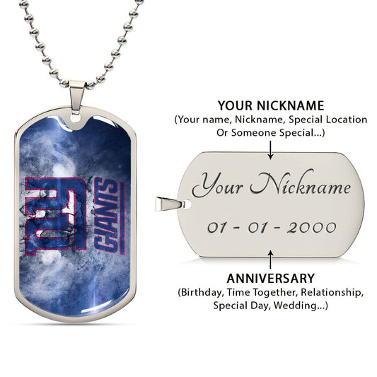 American Football Dog Tag Necklace - AFD072 - New York Giants - NFL Teams - Military Ball Chain