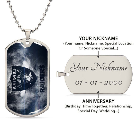 American Football Dog Tag Necklace - AFD074 - Oakland Raiders - NFL Teams - Military Ball Chain