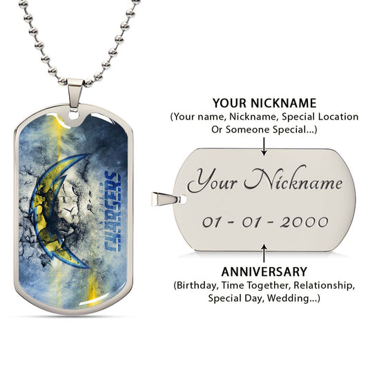 American Football Dog Tag Necklace - AFD077 - San Diego Chargers - NFL Teams - Military Ball Chain