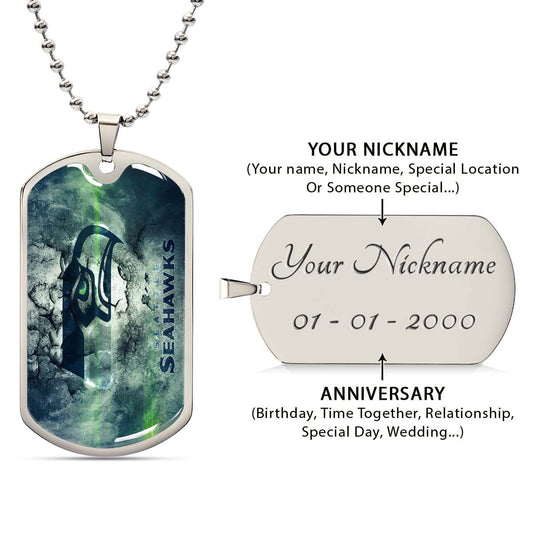 American Football Dog Tag Necklace - AFD079 - Seattle Seahawks - NFL Teams - Military Ball Chain