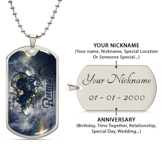 American Football Dog Tag Necklace - AFD080 - St.Louis Rams - NFL Teams - Military Ball Chain