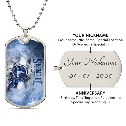 American Football Dog Tag Necklace - AFD082 - Tennessee Titans - NFL Teams - Military Ball Chain