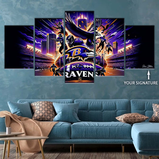 American Football Canvas Wall Art - AF5167 - Baltimore Ravens - NFL Super Bowl Spirit