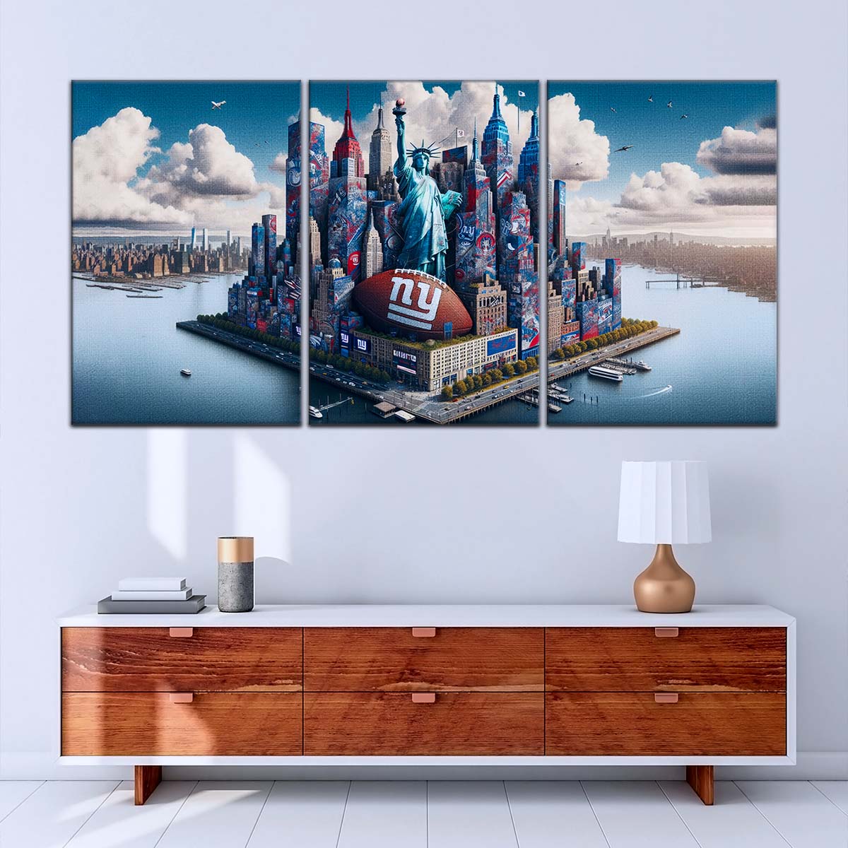 American Football Canvas Wall Art - AF5204 - New York Giants - Themed Manhattan Skyline - NFL Teams