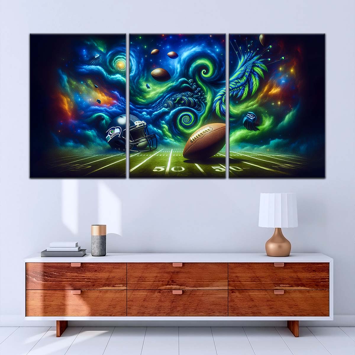 American Football Canvas Wall Art - AF5219 - Seattle Seahawks - Cosmic Touchdown - NFL Teams