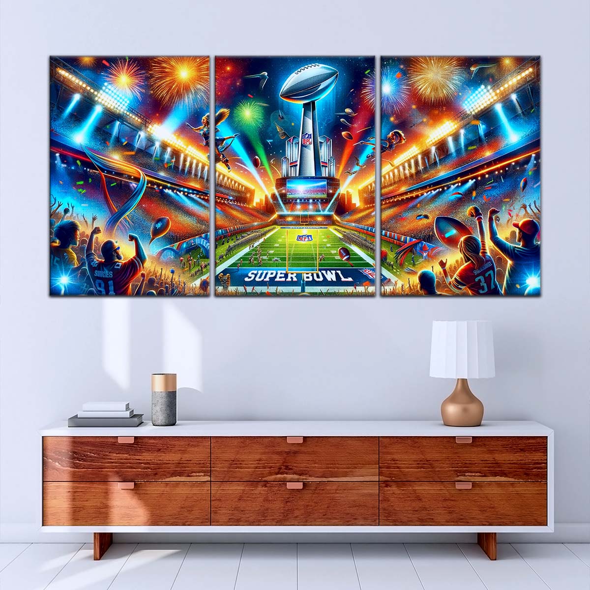 American Football Canvas Wall Art - AF5222 - Super Bowl Football Race For The NFL Trophy