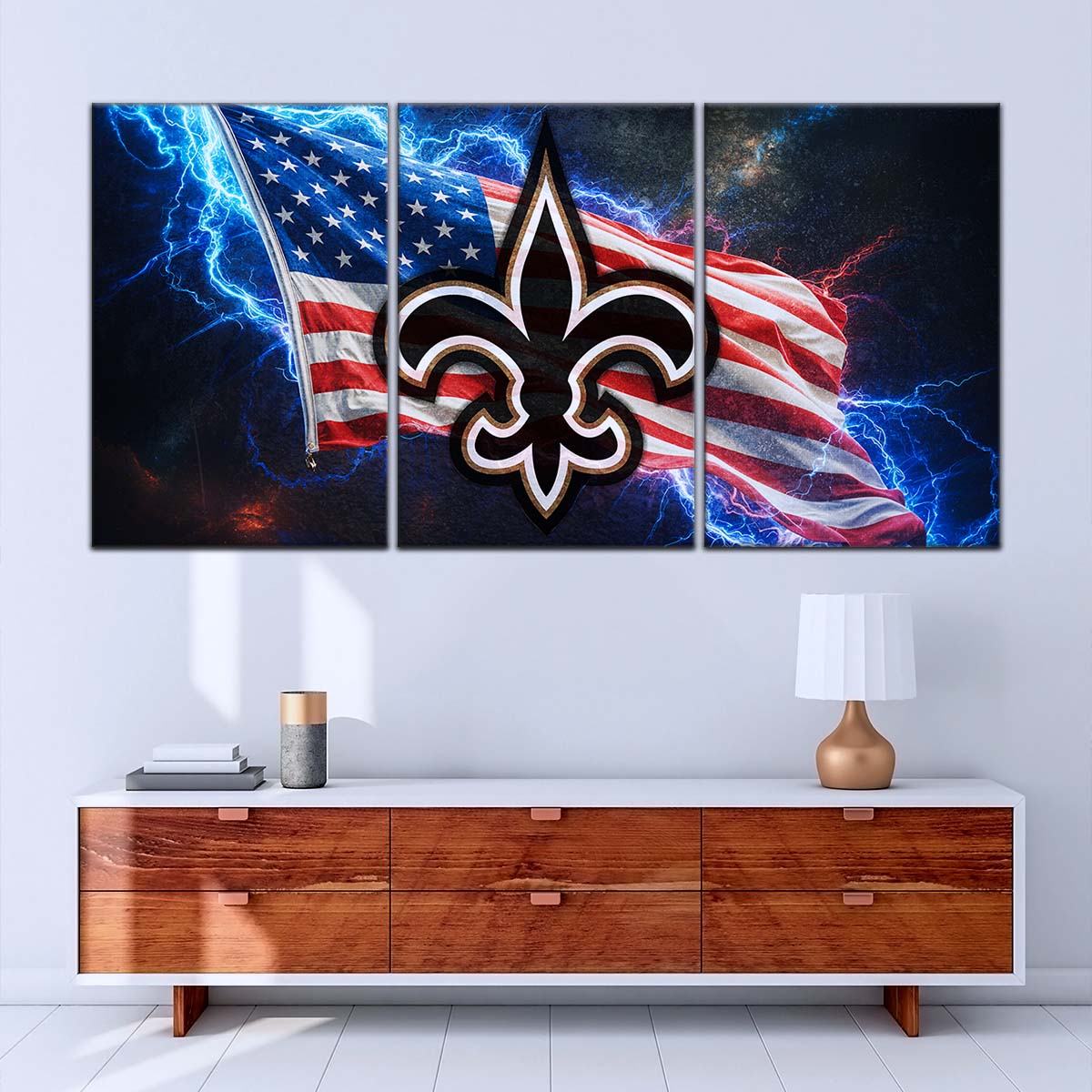 American Football Canvas Wall Art - AF5226 - New Orleans Saints - American Flag - NFL Teams