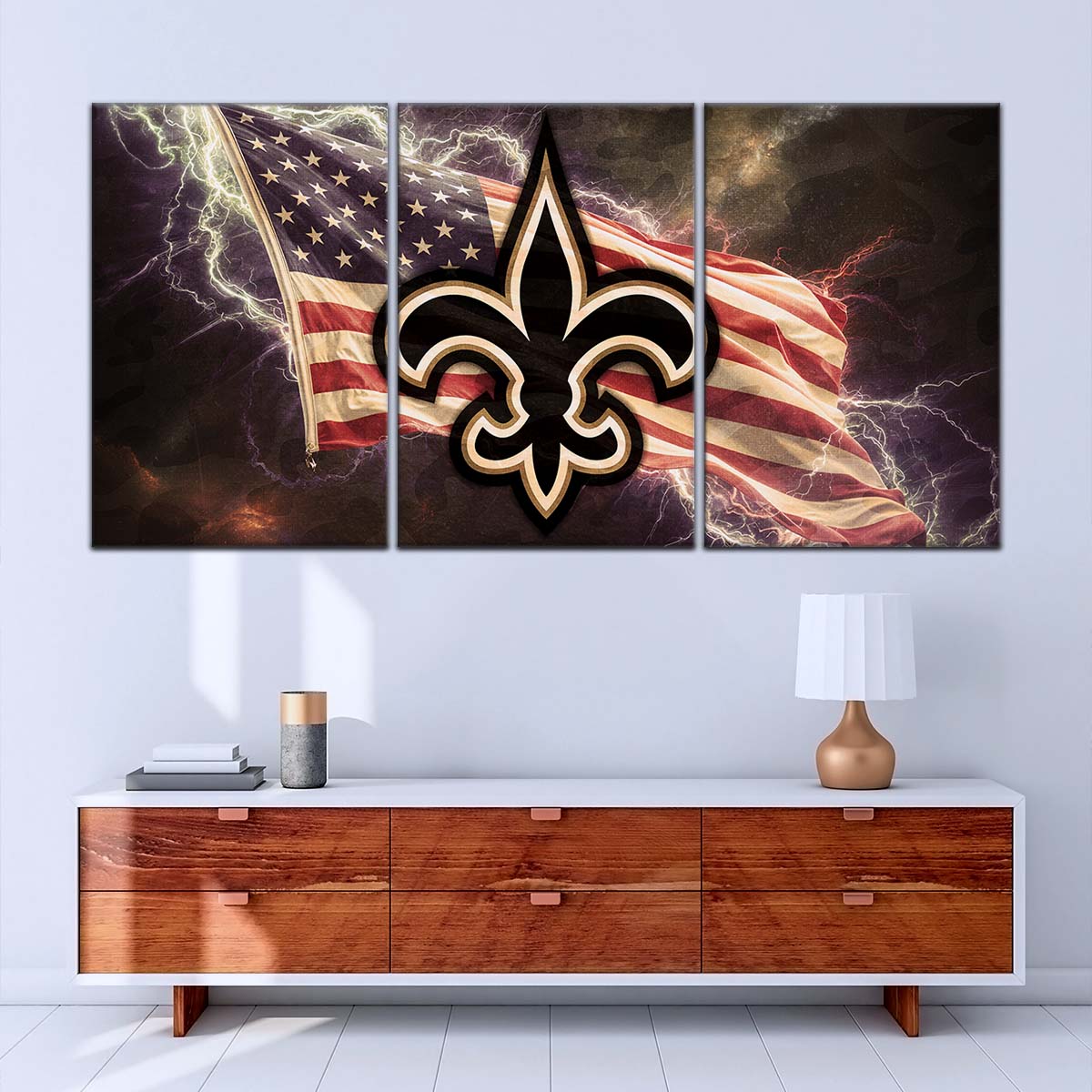 American Football Canvas Wall Art - AF5227 - New Orleans Saints - American Flag - NFL Teams