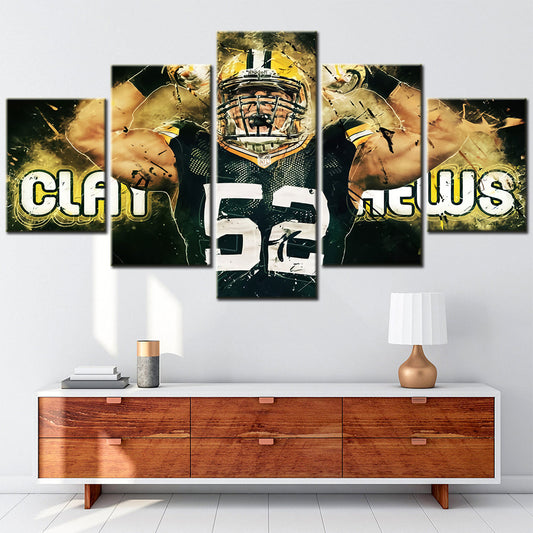 American Football Canvas Wall Art - AF5120 - Green Bay Packers - Clay Matthews - NFL Teams