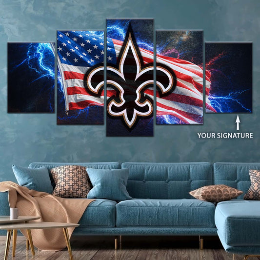 American Football Canvas Wall Art - AF5226 - New Orleans Saints - American Flag - NFL Teams