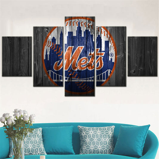 Baseball - 5 Pieces Wall Art - BB5014 - New York Mets Wood - Baseball Poster - Baseball Canvas