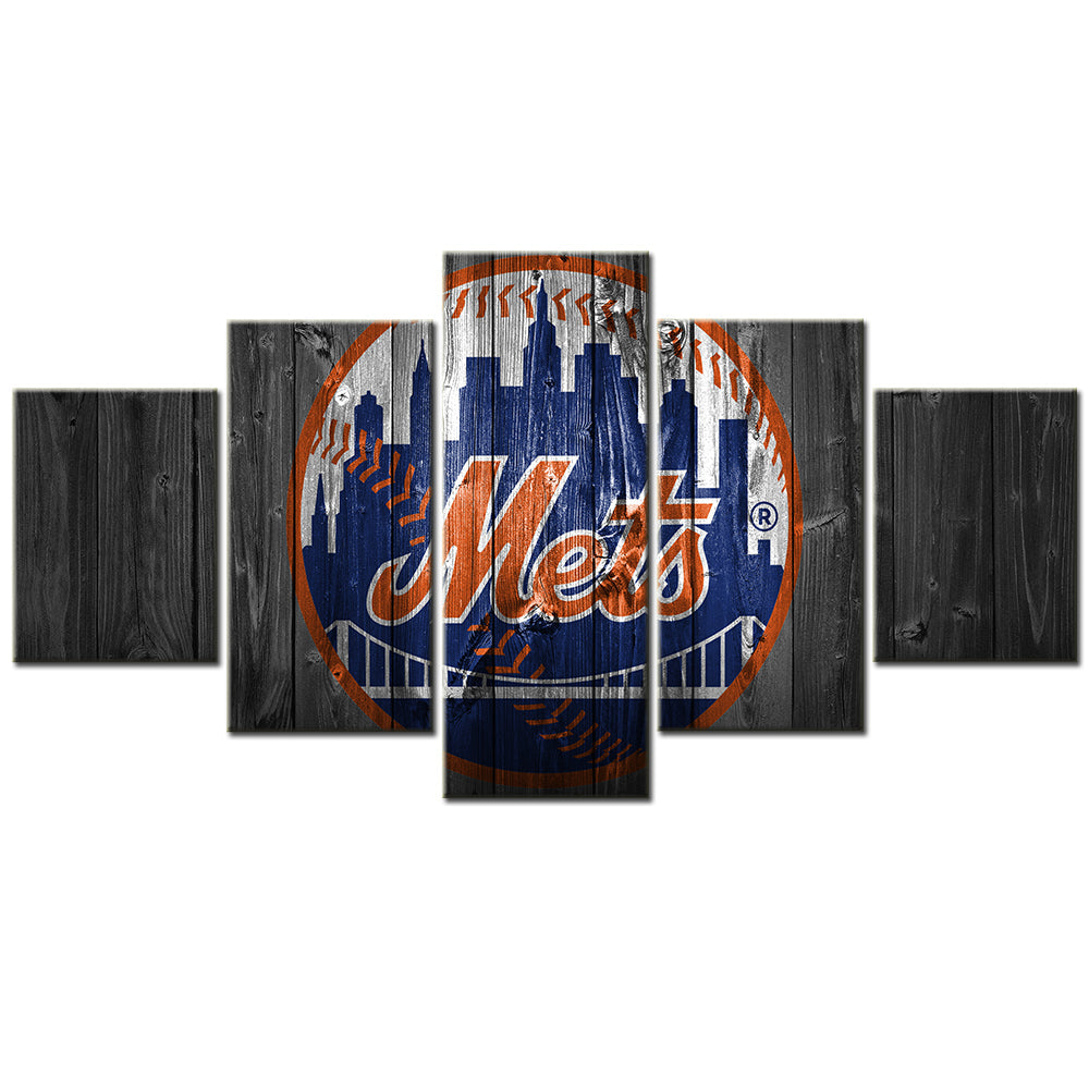 Baseball - 5 Pieces Wall Art - BB5014 - New York Mets Wood - Baseball Poster - Baseball Canvas