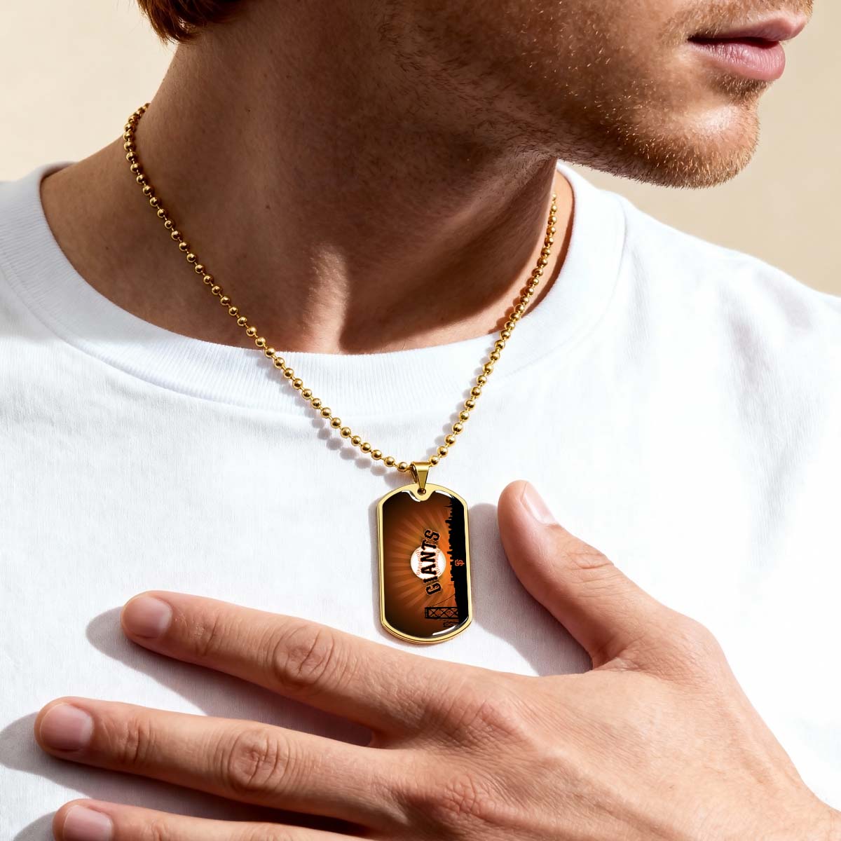 Baseball Dog Tag Necklace - BBD001 - San Francisco Giants Sports - Military Ball Chain
