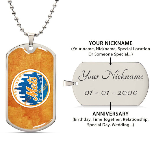 Baseball - BBD014 - New York Mets - Baseball Dog Tag - Military Ball Chain - Luxury Dog Tag