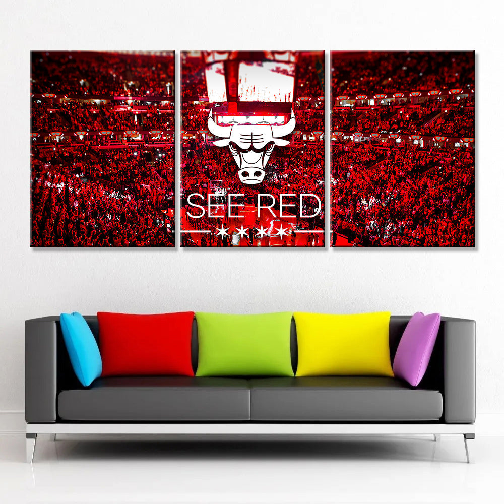 Basketball Canvas Wall Art - BK5027 - Chicago Bulls - See Red
