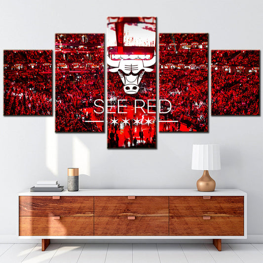 Basketball Canvas Wall Art - BK5027 - Chicago Bulls - See Red